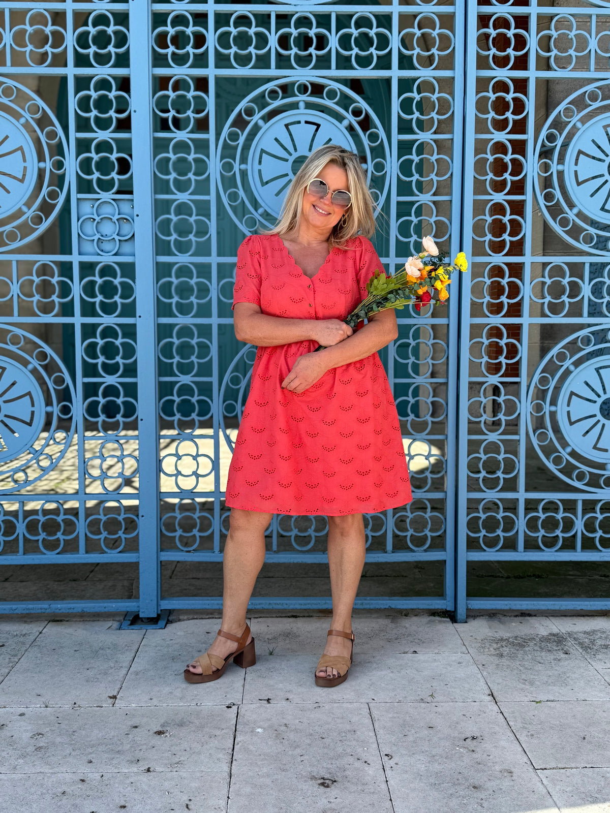 Robe broderie corail - Lou