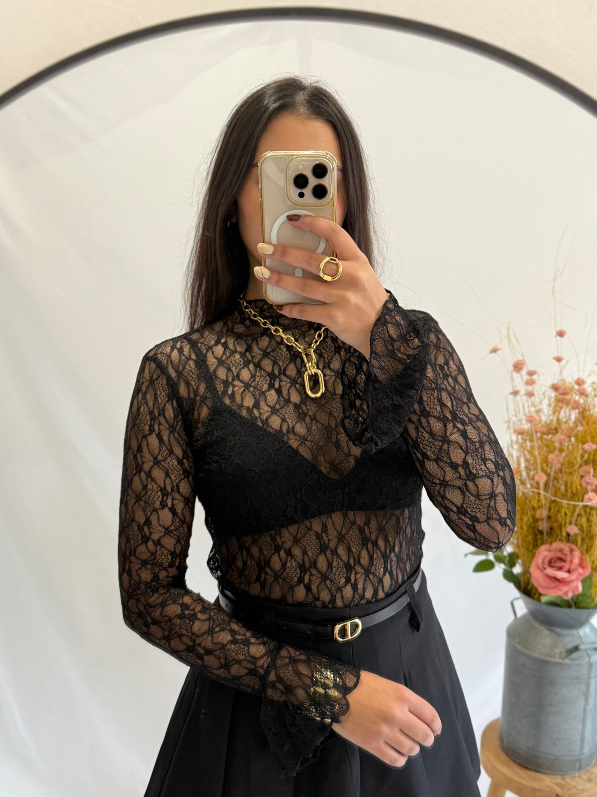 Haut dentelle - noir