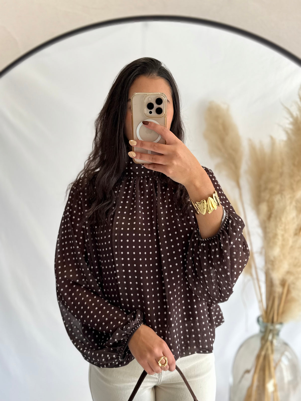 Blouse à pois choco - Opia