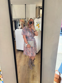 Robe courte motifs beige - Sophia