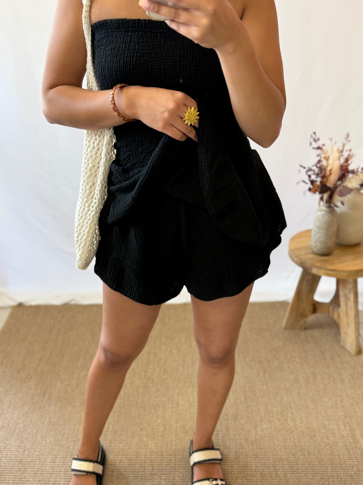 Combi bustier gaze noir - Adele