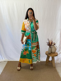 Robe longue motifs vert - Tom