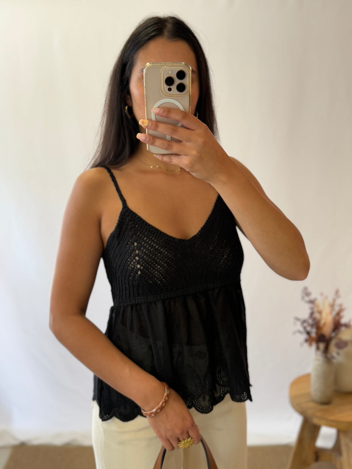 Top crochet noir - Louisy