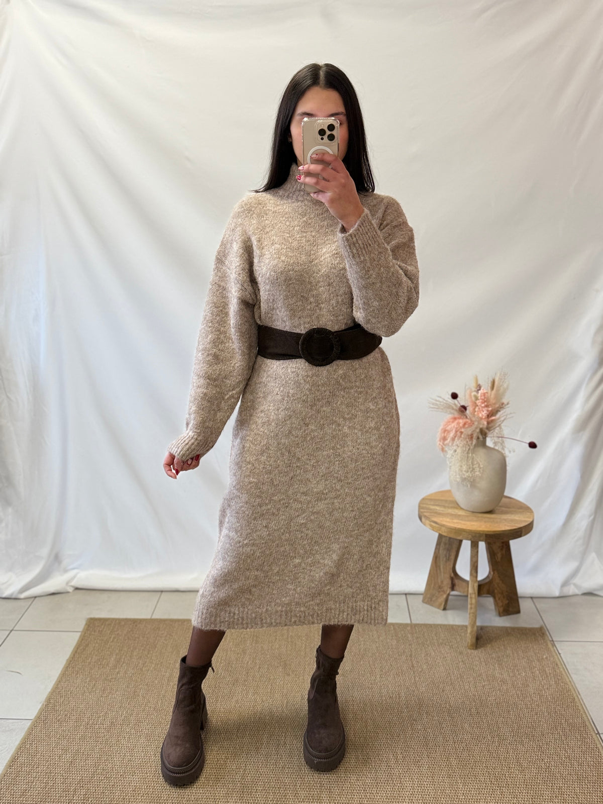 Robe longue taupe - Elio