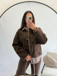 Veste moumoute choco - Léopard