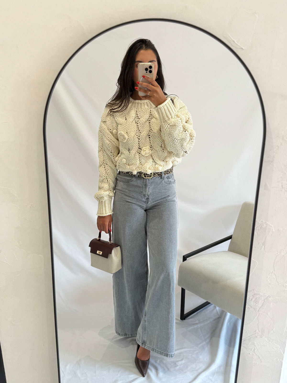 Pull grosse maille beige - Iris