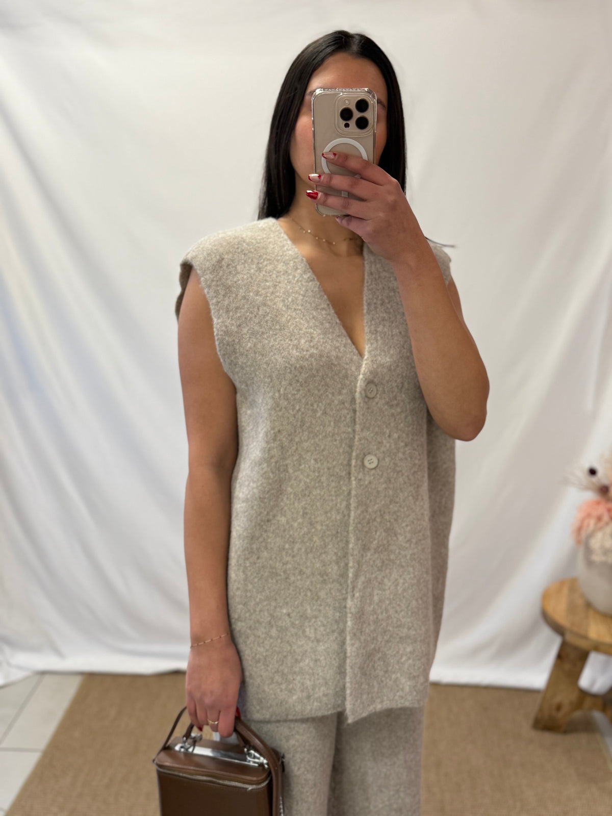 Gilet maille taupe - Zao