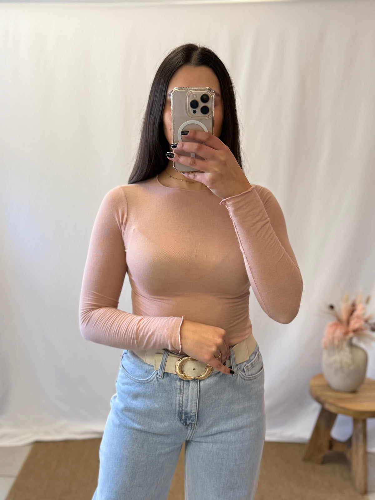 Haut cachemire rose poudre - Anais