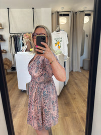 Robe courte motifs beige - Sophia