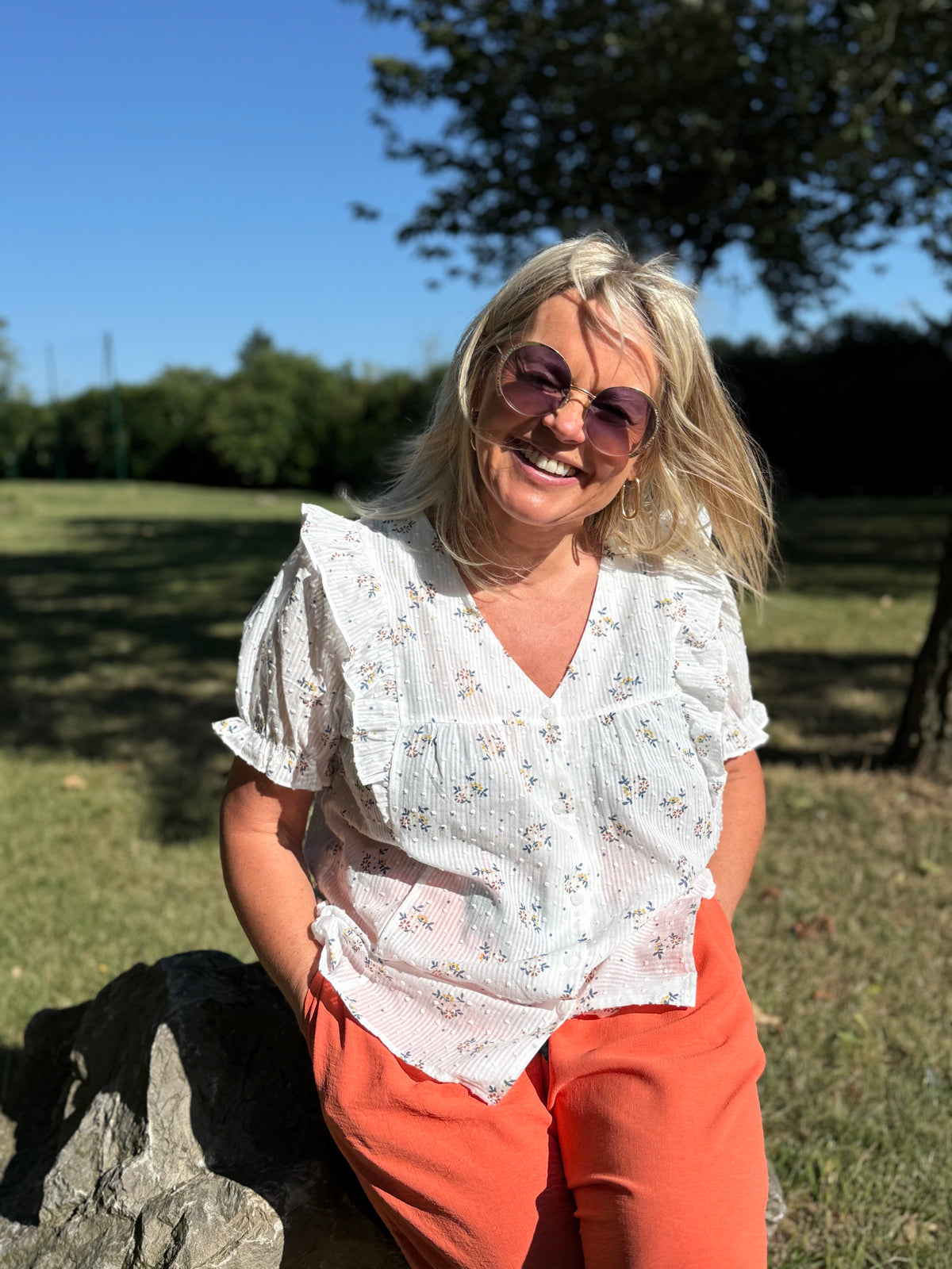 Haut fleurie blanc - Oscar