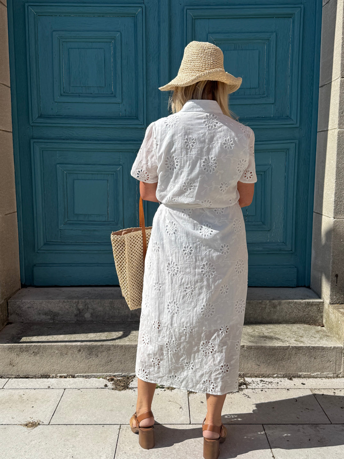 Robe longue broderie - Blanche