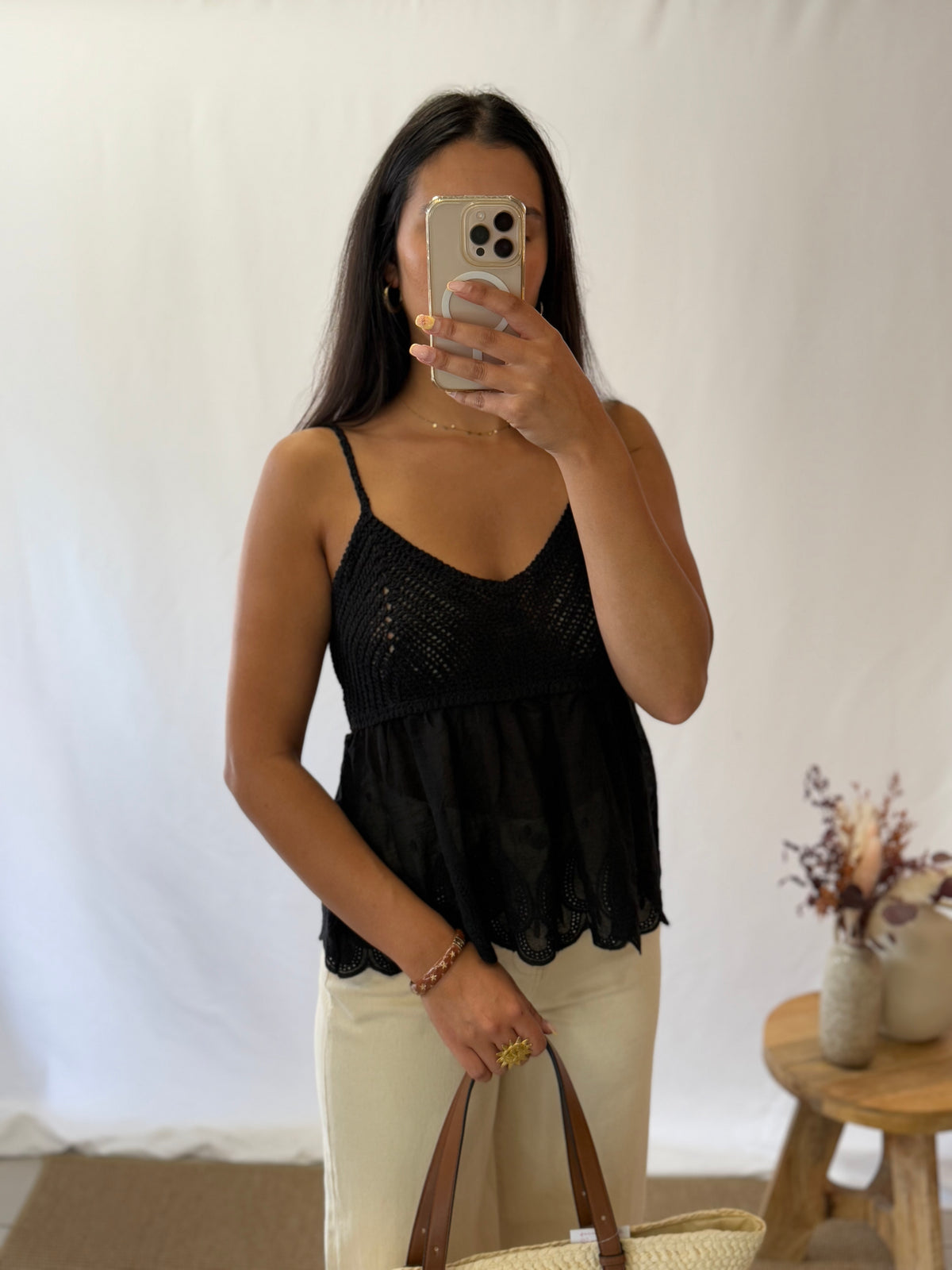 Top crochet noir - Louisy