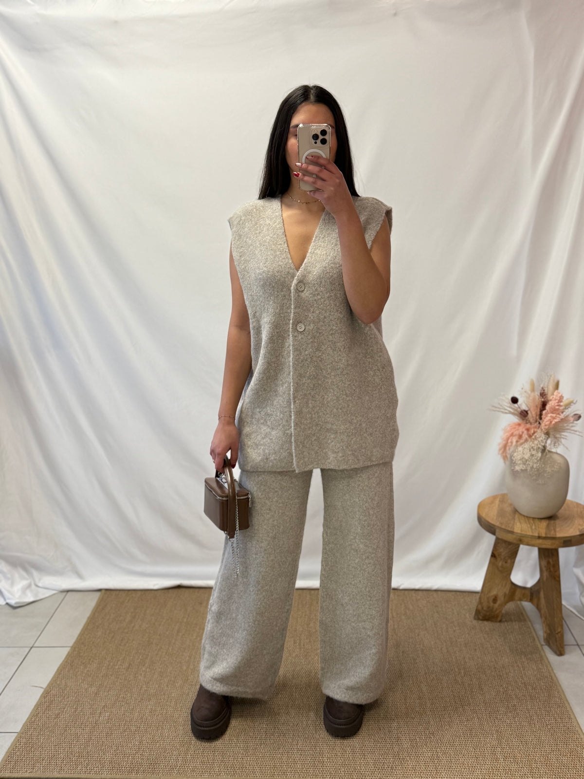 Gilet maille taupe - Zao