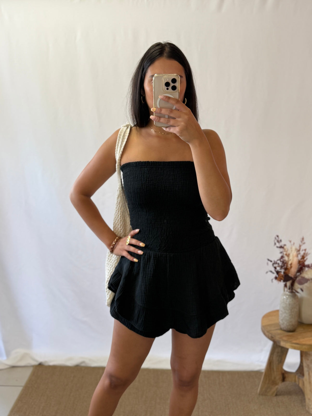 Combi bustier gaze noir - Adele