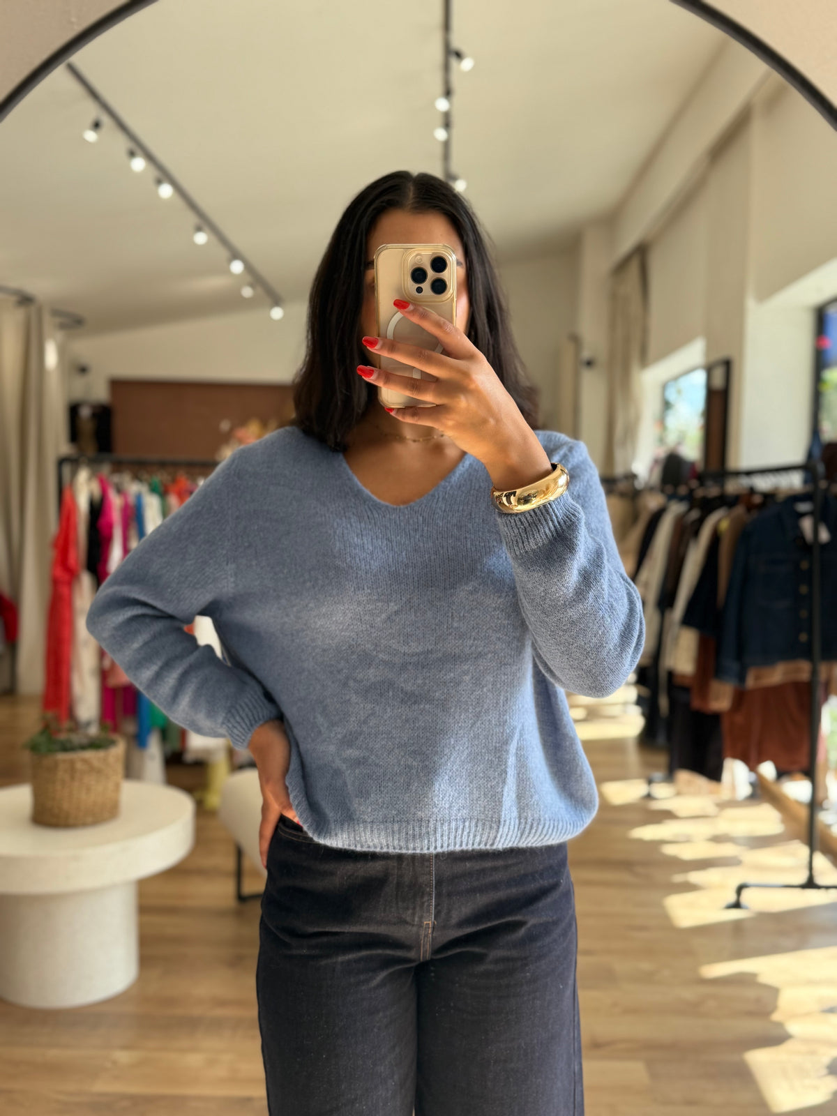 Pull bleu jean - Nina