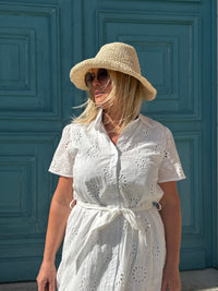 Robe longue broderie - Blanche