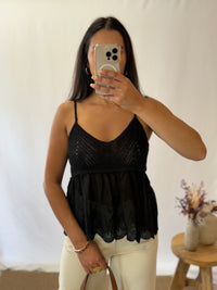 Top crochet noir - Louisy