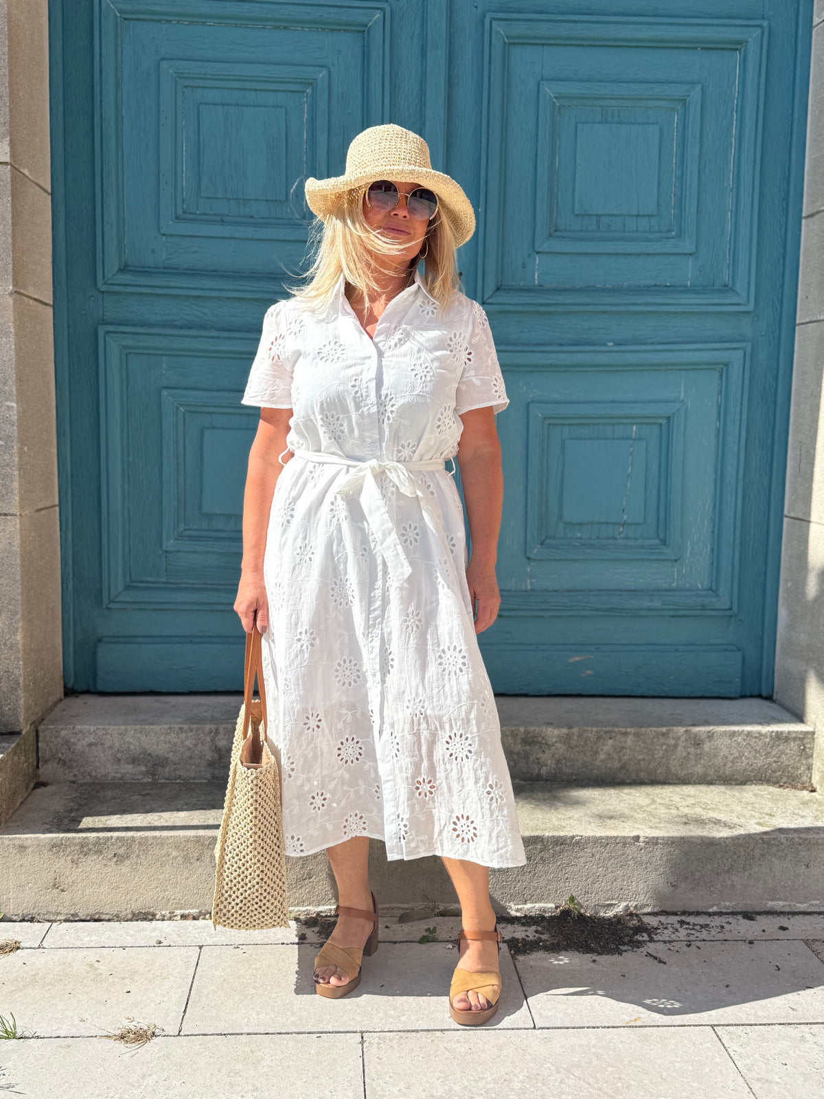 Robe longue broderie - Blanche