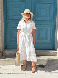 Robe longue broderie - Blanche