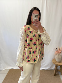 Gilet moumoute fleurie - Mia