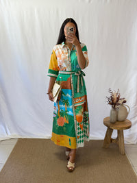 Robe longue motifs vert - Tom