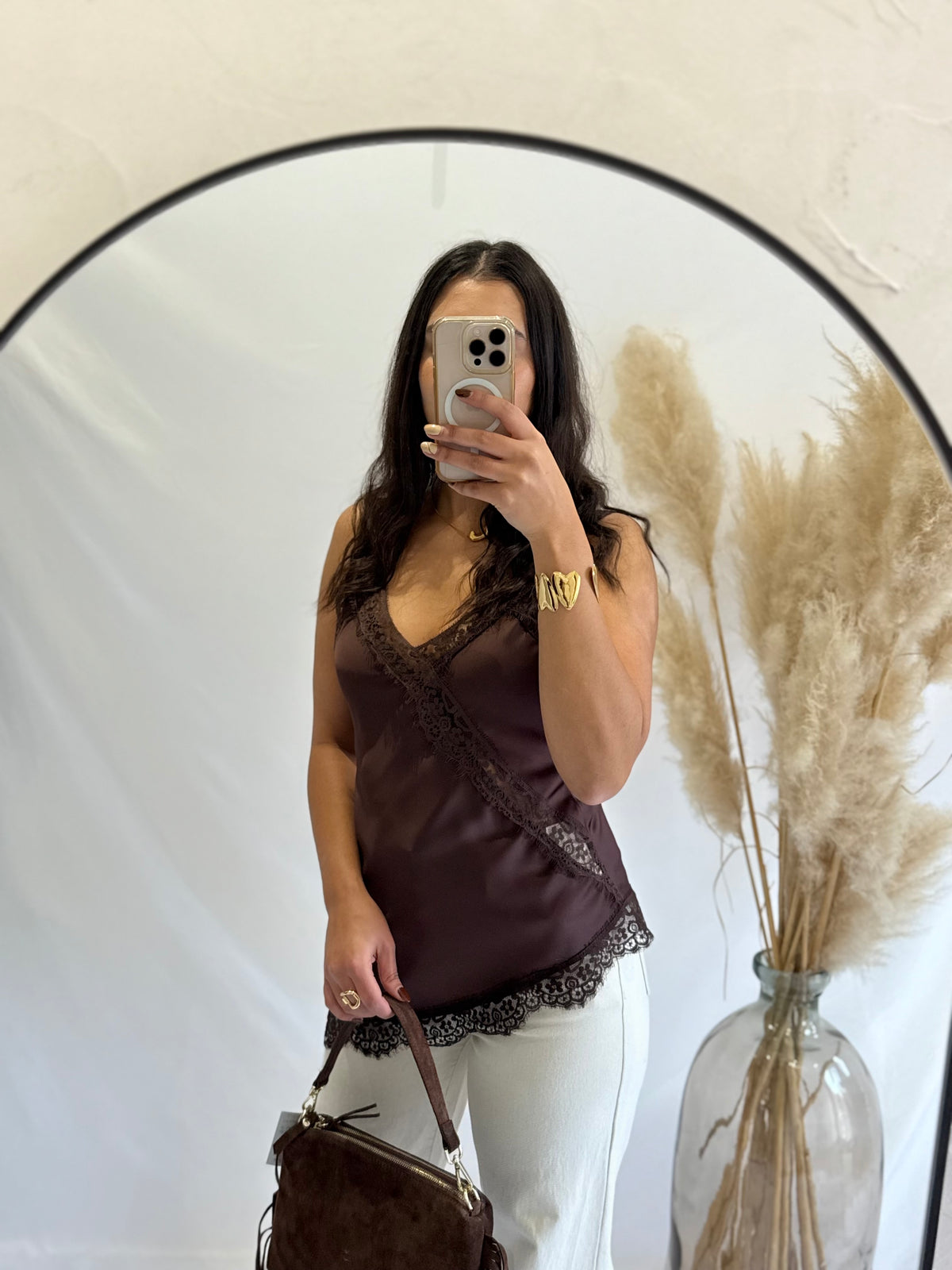 Top marron dentelle - Iruis