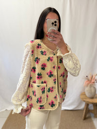 Gilet moumoute fleurie - Mia