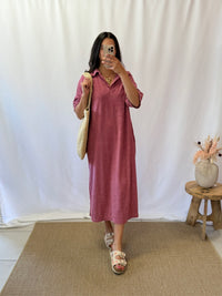 Robe éponge vieux rose - Olivia