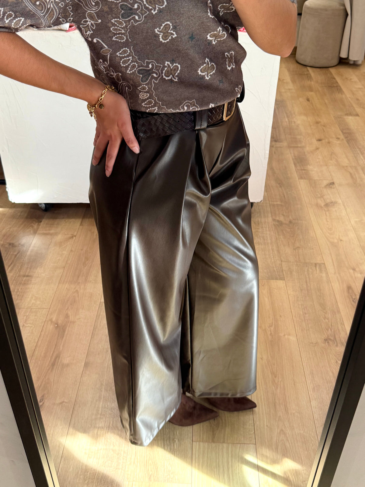 Pantalon simili marron - Marius
