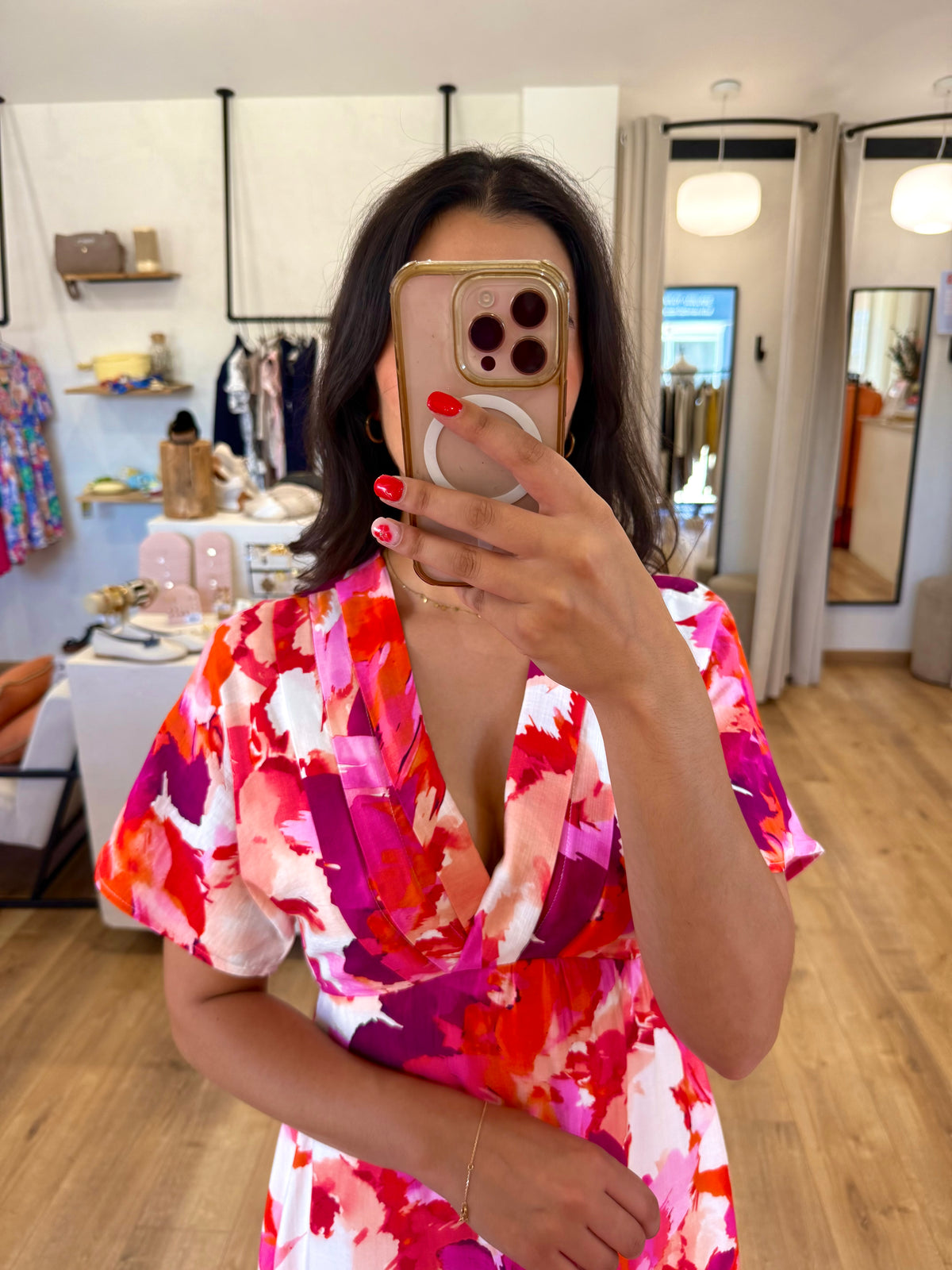 Robe longue rose - isora