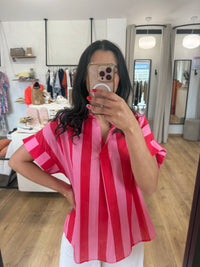 Blouse rouge rose - rayure