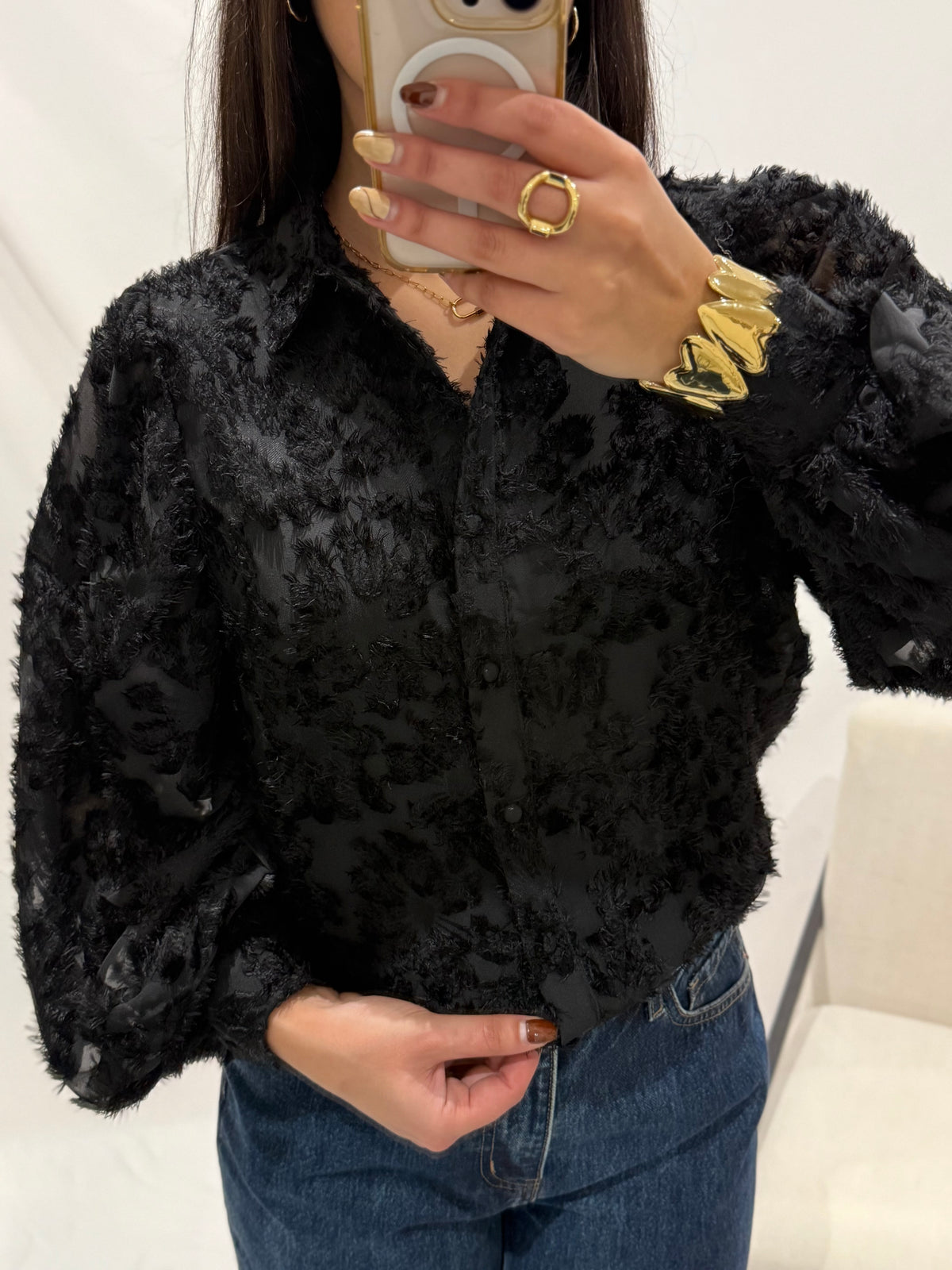 Blouse plumetis noir - Lily