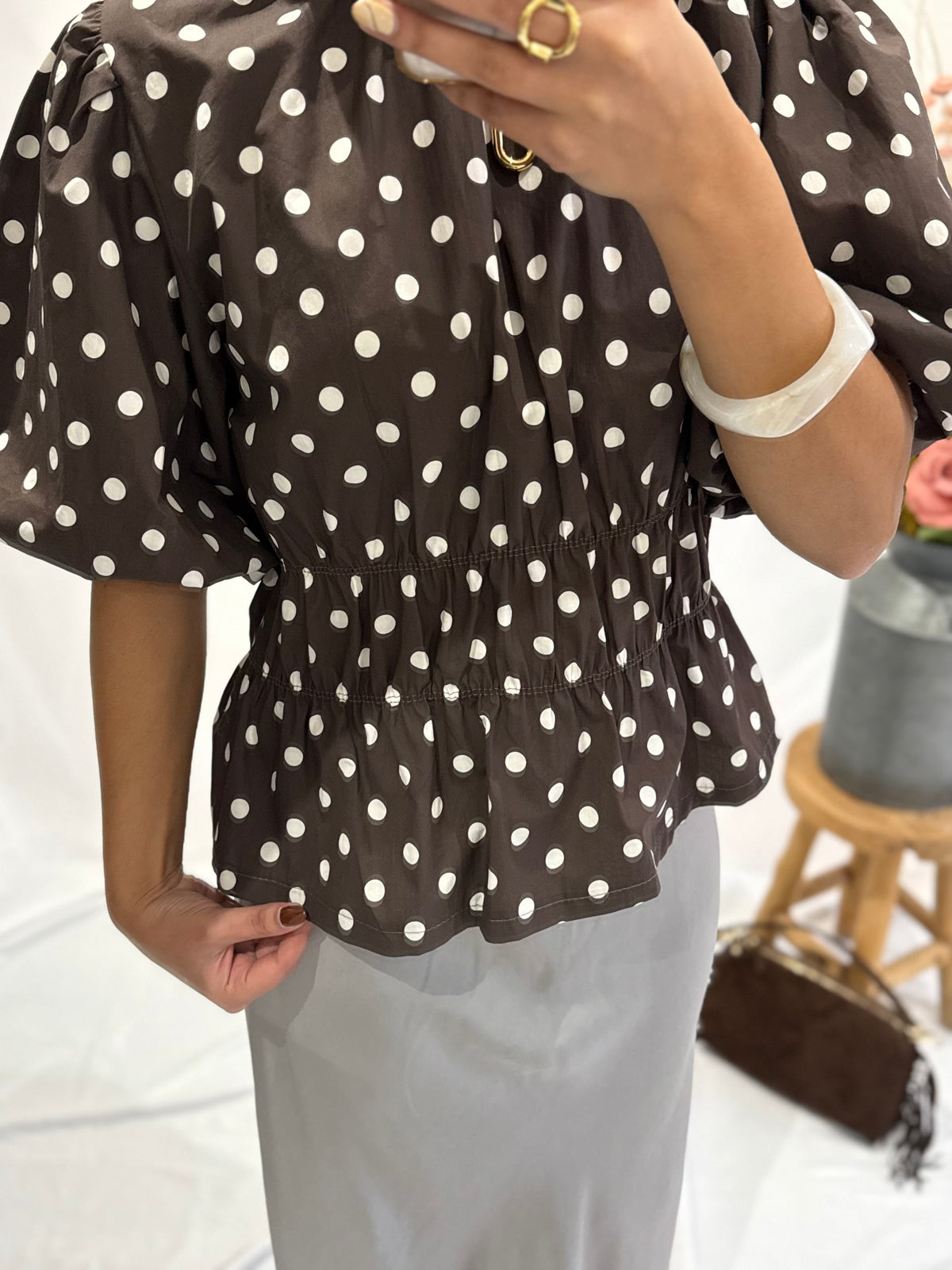 Blouse à pois choco - Manon