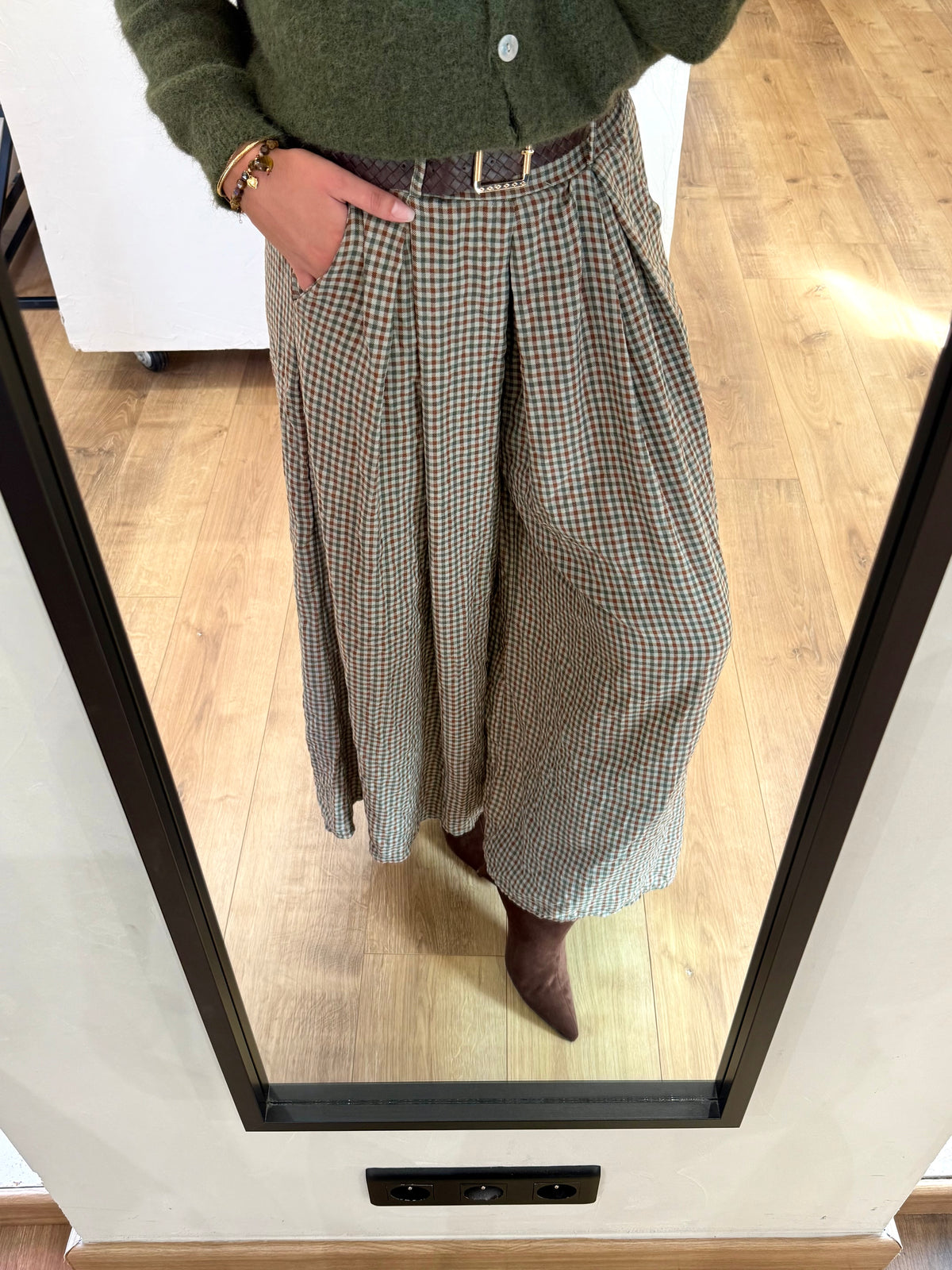 Pantalon vichy kaki - Nael