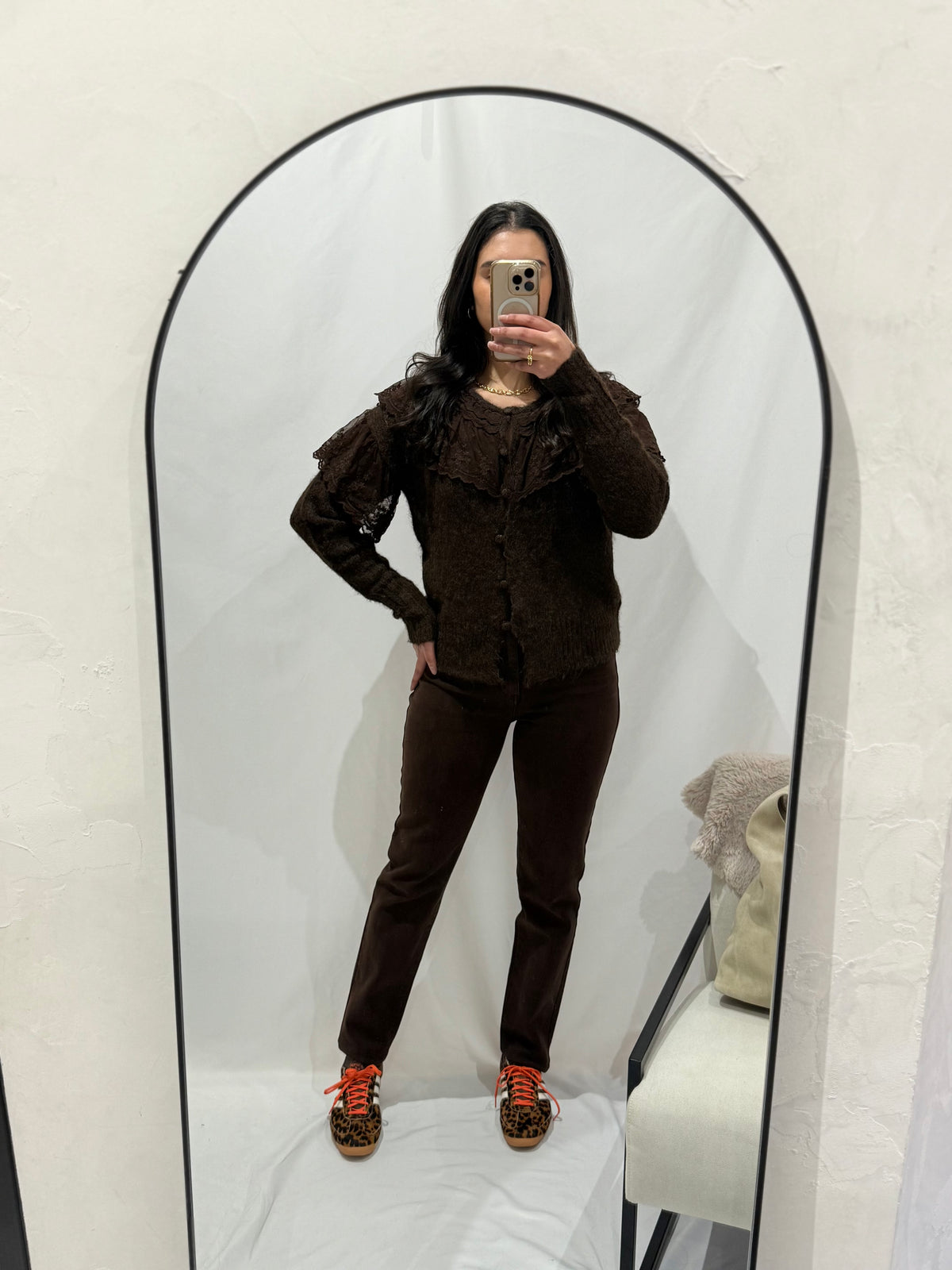 Gilet dentelle choco - Elodie