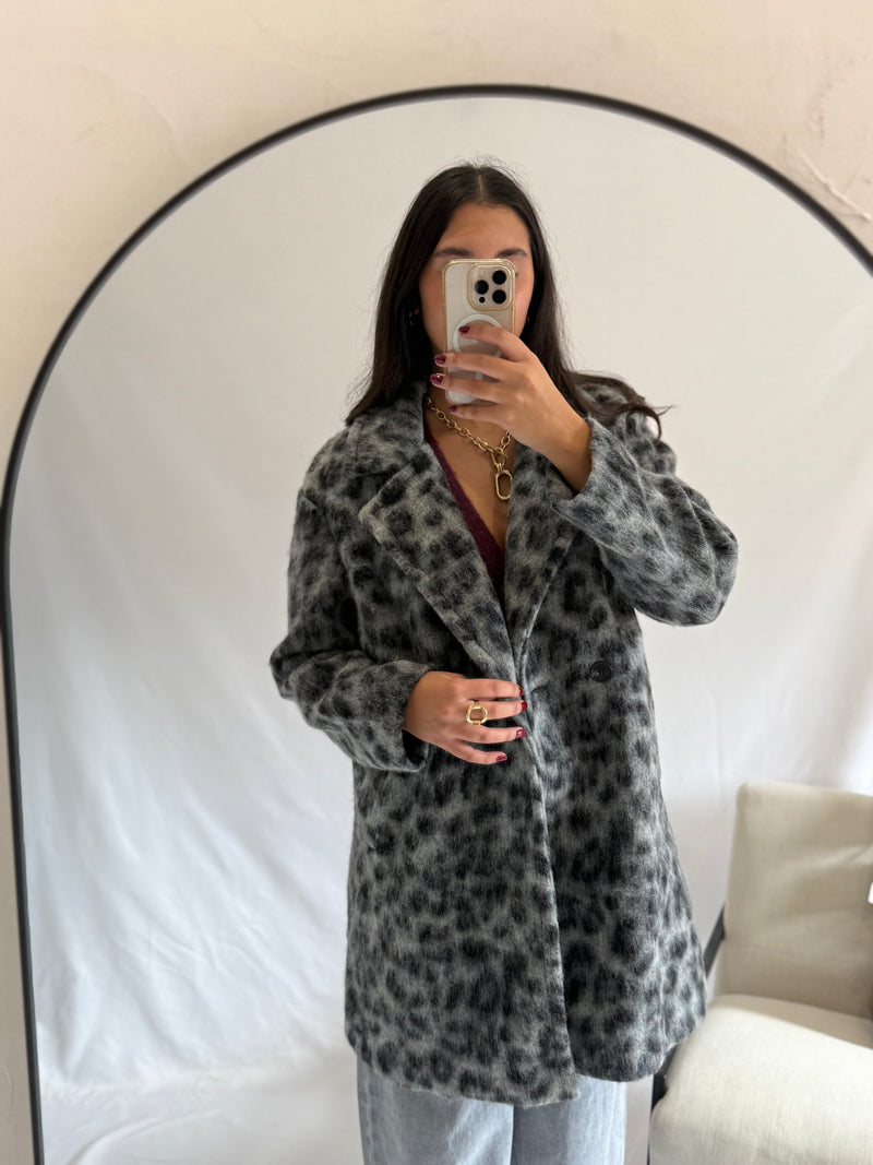 Manteau léopard gris - Émeline
