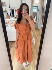 Robe longue brique - monia
