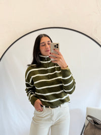 Pull col cheminé kaki - Adis