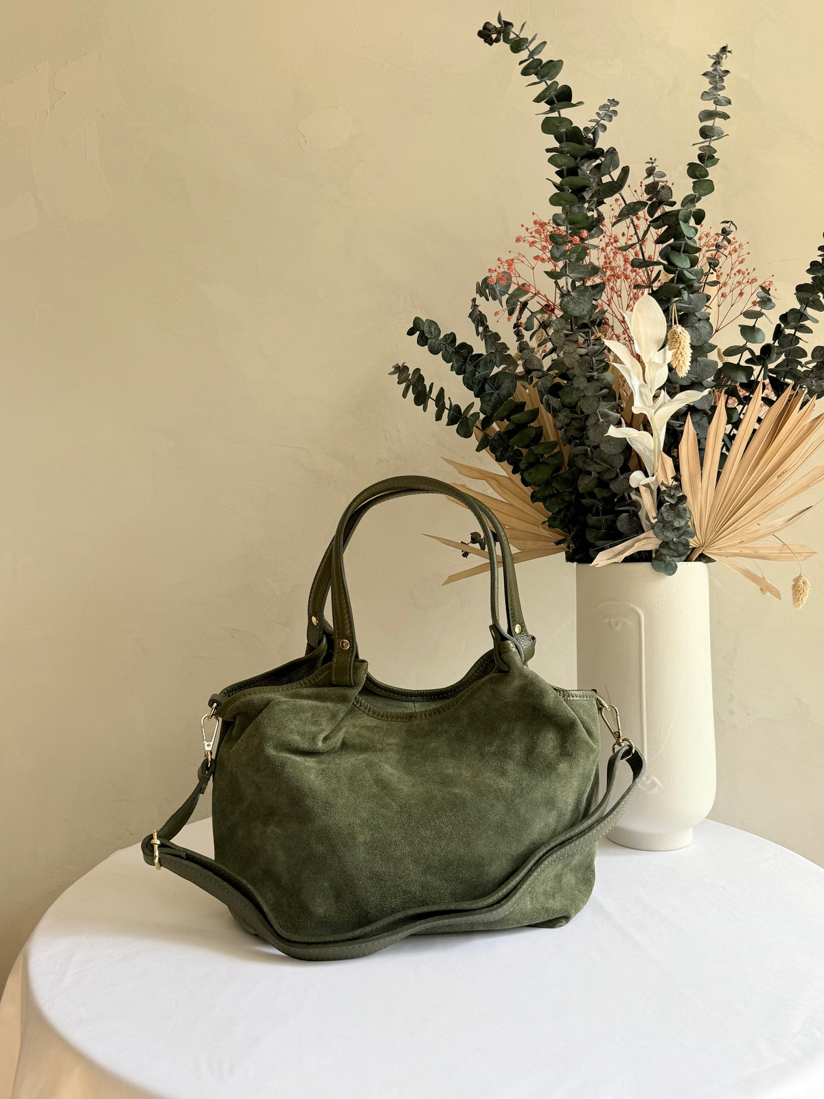 Sac cuir daim kaki - Jade