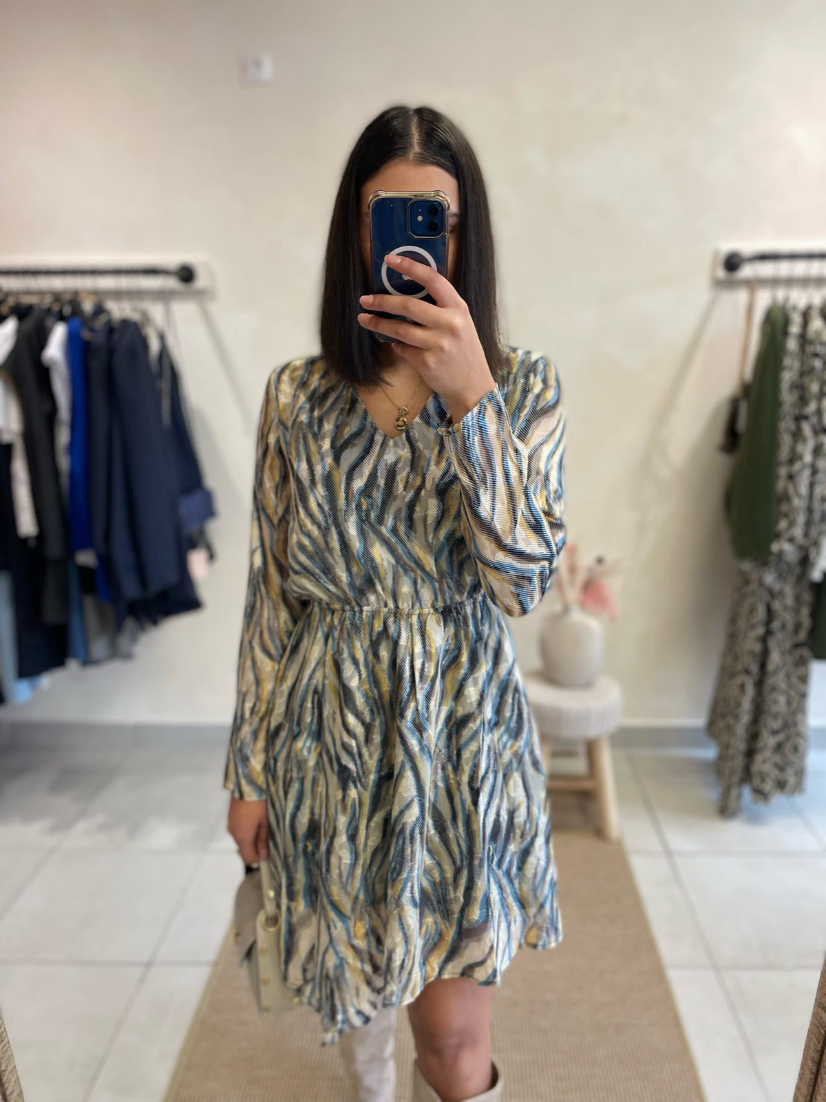 Robe Motifs Bleu - ASSIA