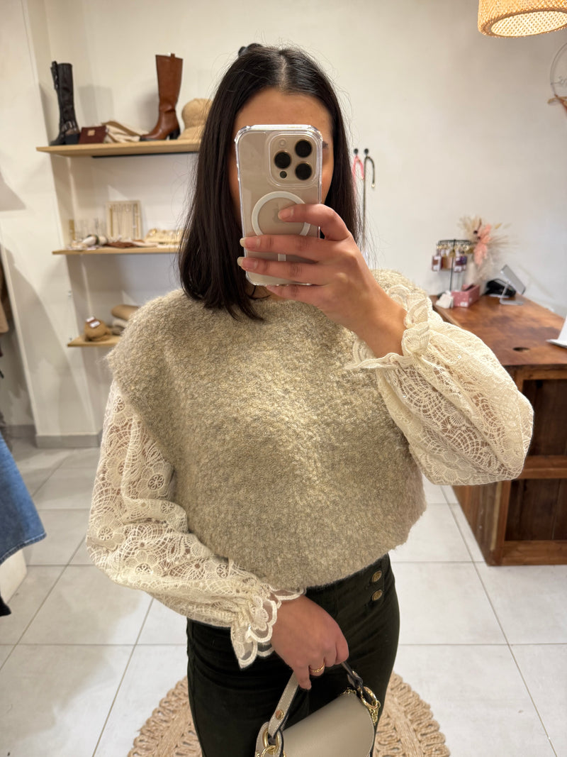 Pull sans manches Taupe - Nany