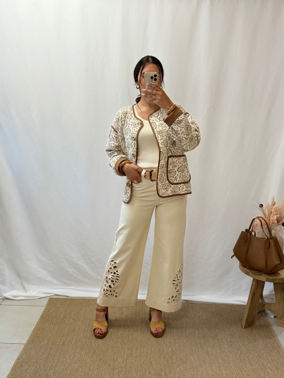 Veste motifs beige - Poris
