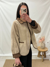 Manteau moumoute taupe - Inès