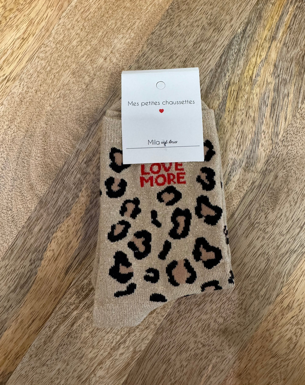 Chaussette beige - léopard