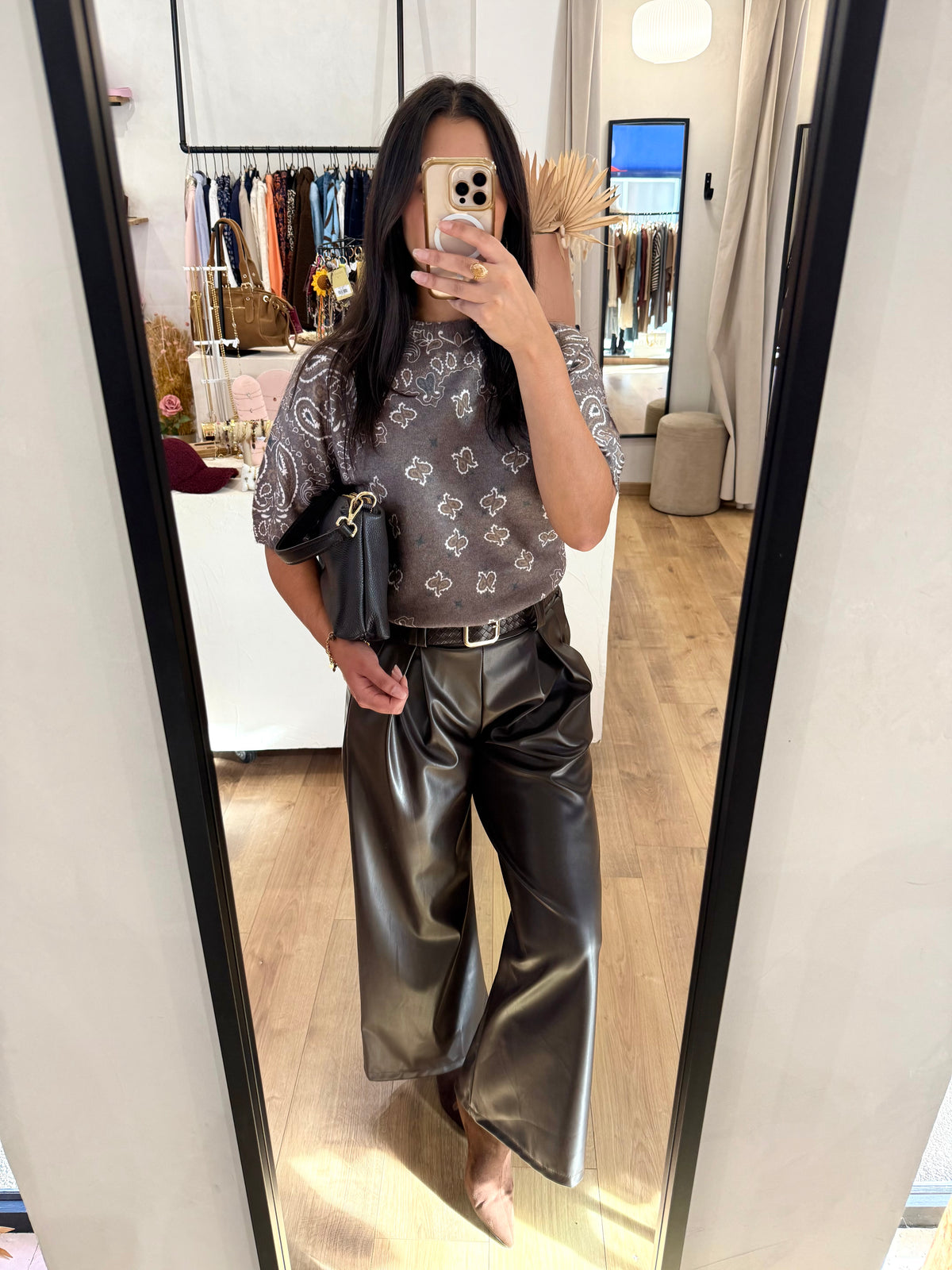 Pantalon simili marron - Marius