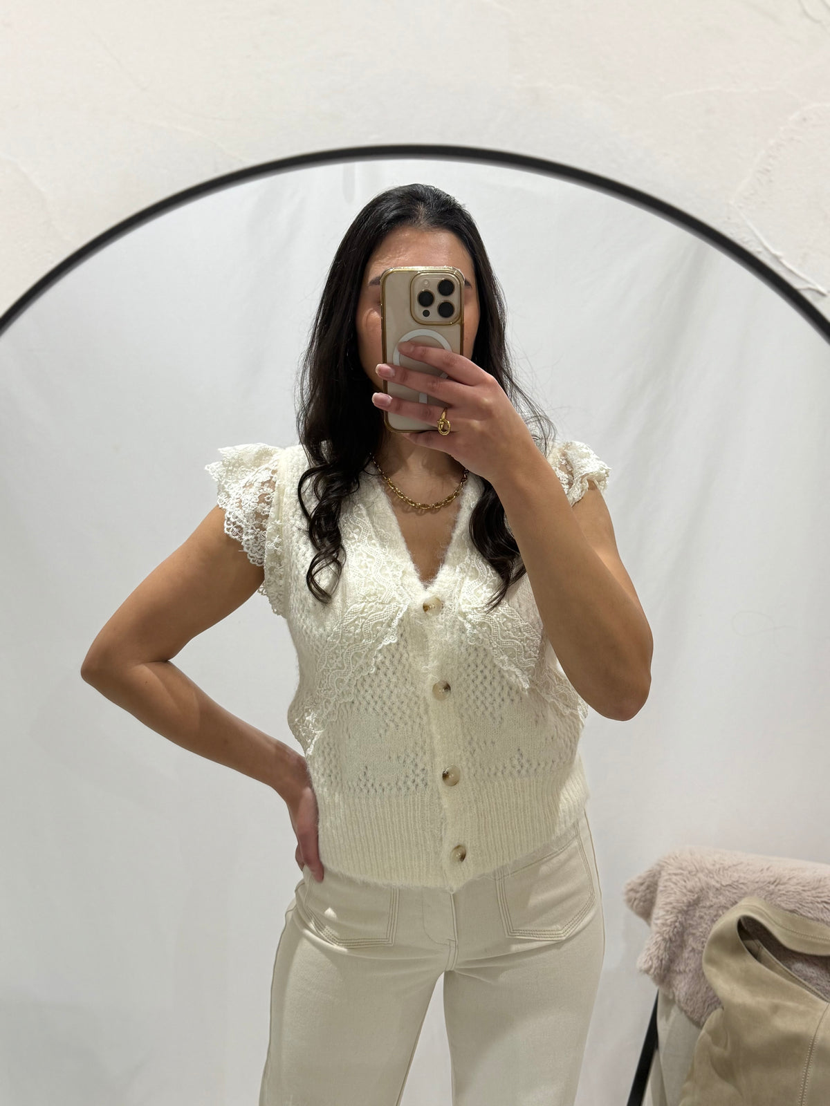 Gilet sans manche beige - Dentela