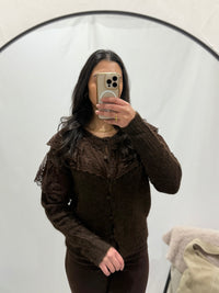 Gilet dentelle choco - Elodie