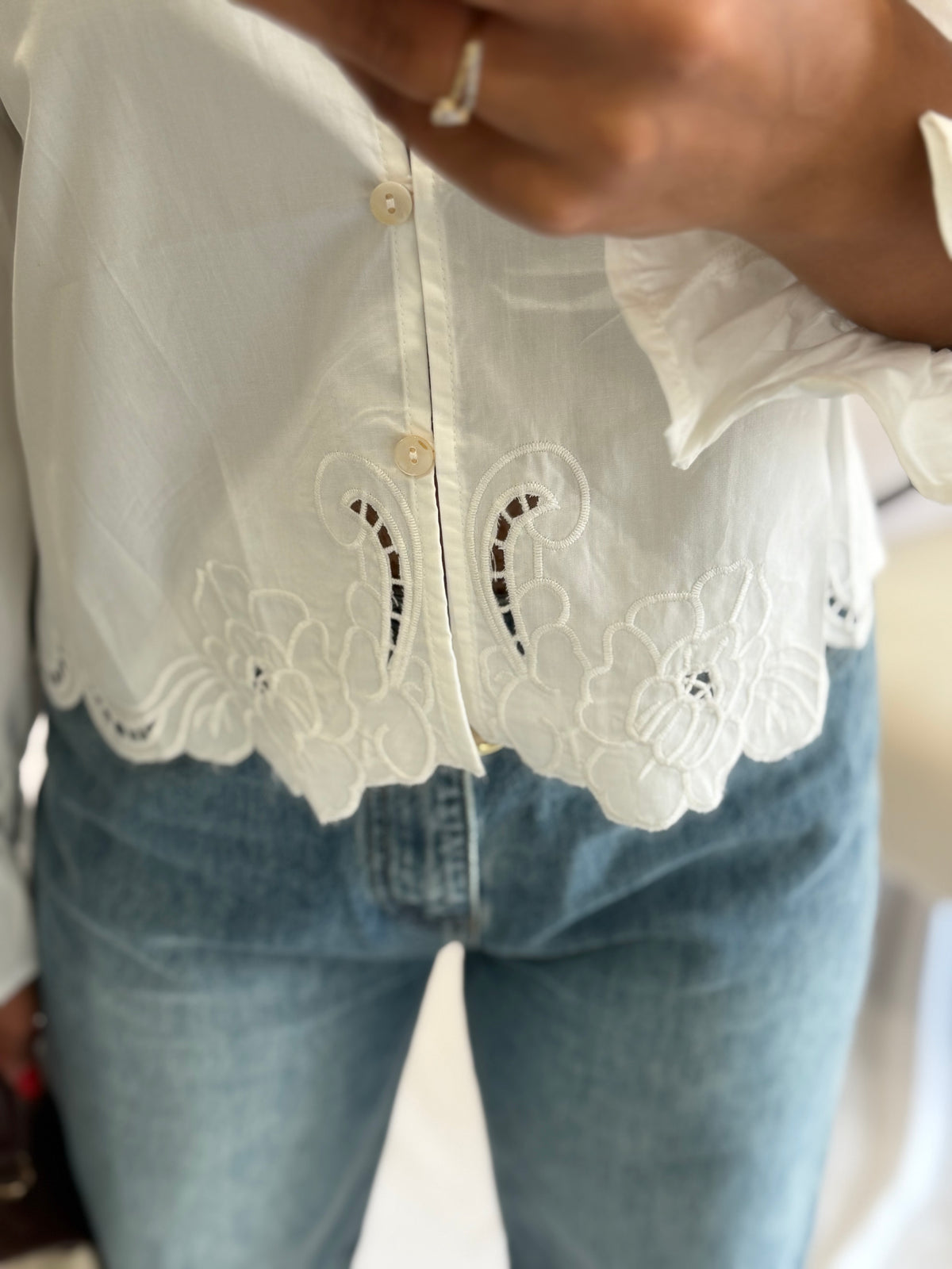 Blouse broderie blanc - Oscar
