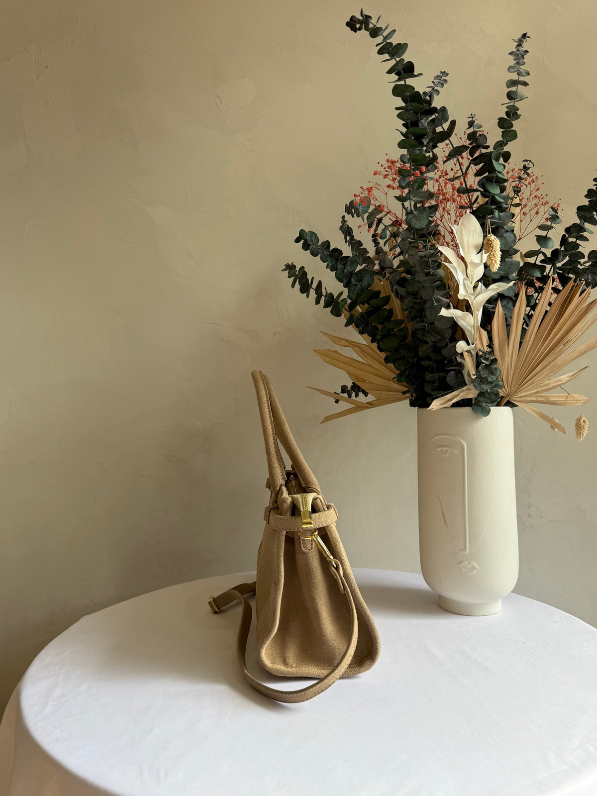 Sac cuir daim beige - Bowling