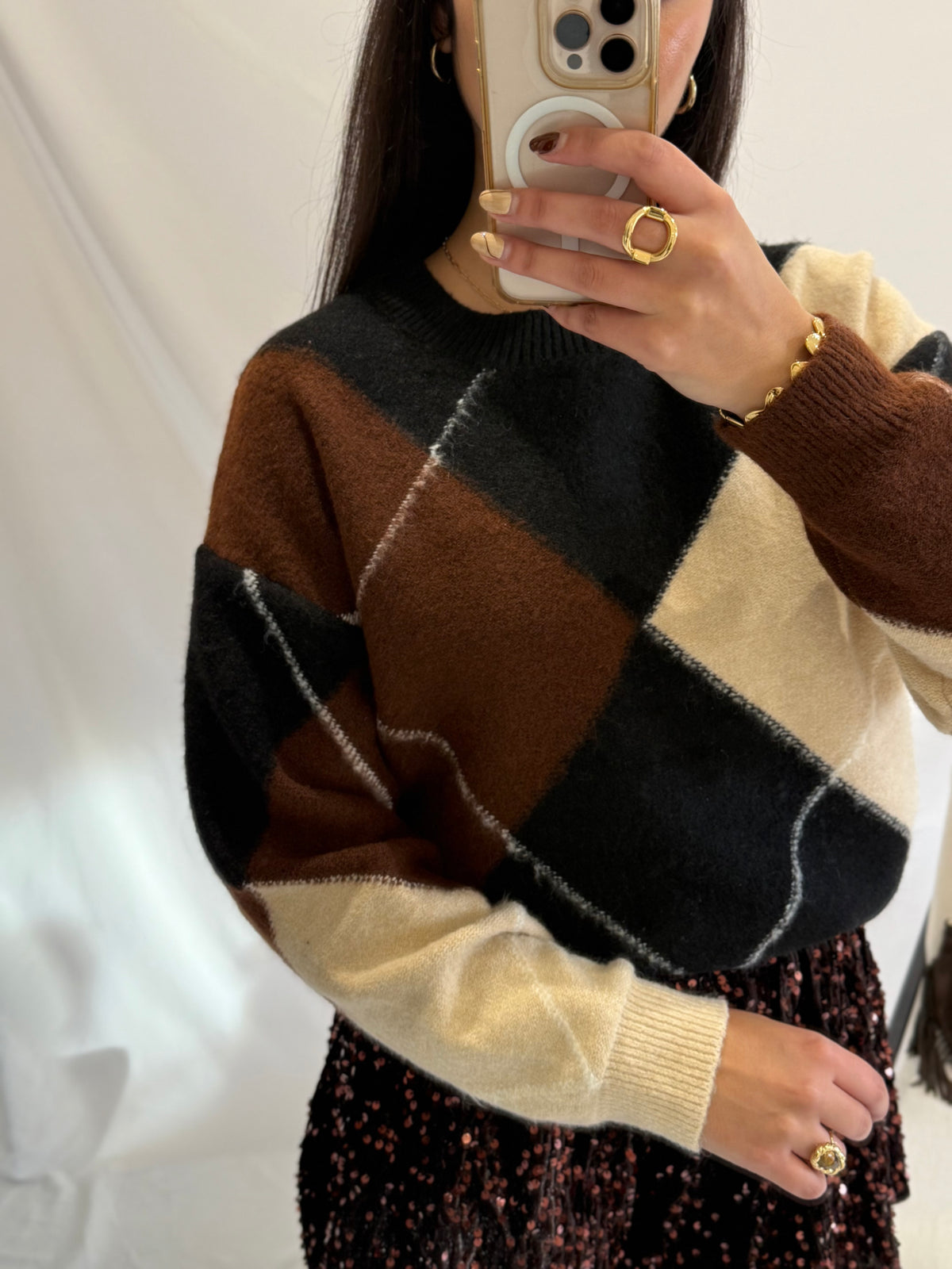 Pull jacquard noir - Ilona